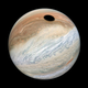 Esta es la imagen de Júpiter realizada por Juno el 12 de septiembre de 2019. La mancha negra en realidad es una sombra creada por Ío, una de las lunas del planeta.